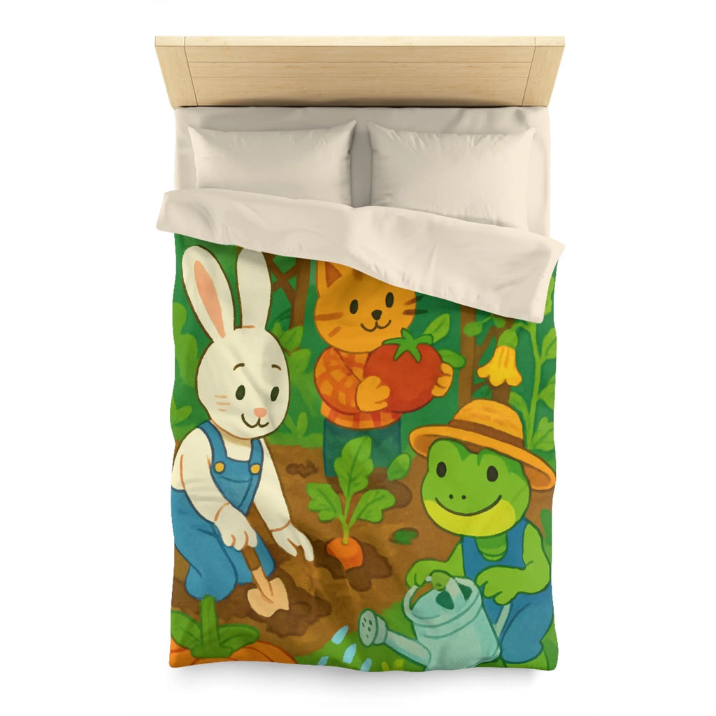 Housse de couette enfant avec animaux adorables jardiniers pour chambre thématique colorée