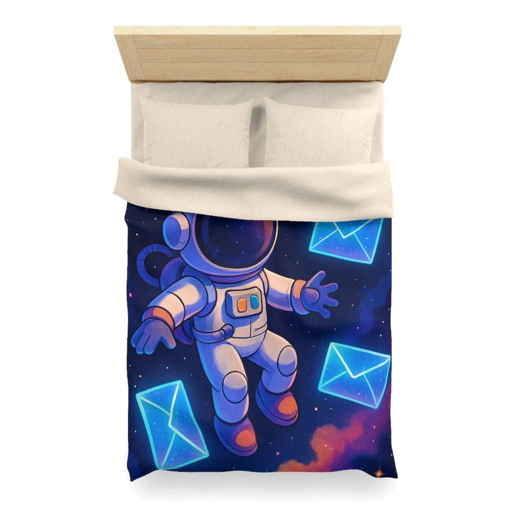 Housse de Couette Astronaute Flottant dans l'Espace avec Enveloppes et Planète Colorée