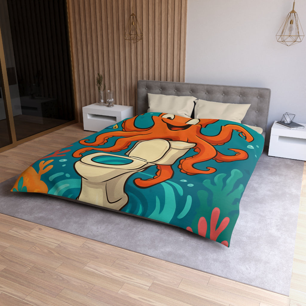 Housse de Couette Thème Marin avec Poulpe Joyeux et WC Tourbillonnant