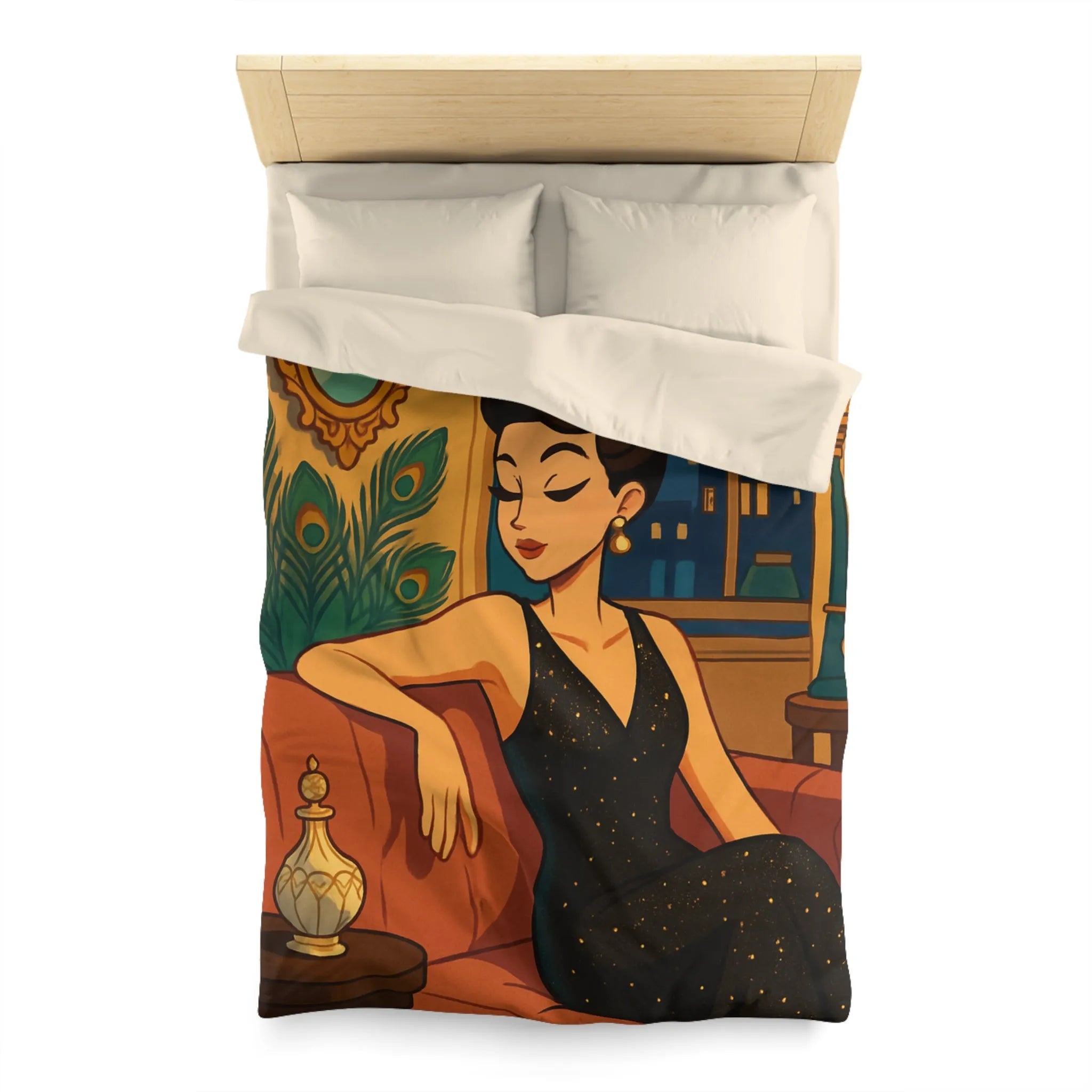 Élégante Femme Vintage Élégamment Assise sur Canapé dans Appartement Luxueux Années 50