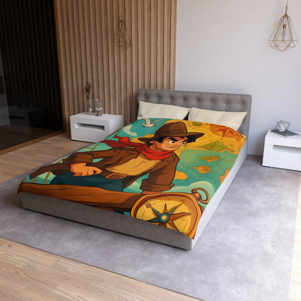 Aventure en Haute Mer avec Explorateur et Carte au Trésor, Housse de Couette Unique