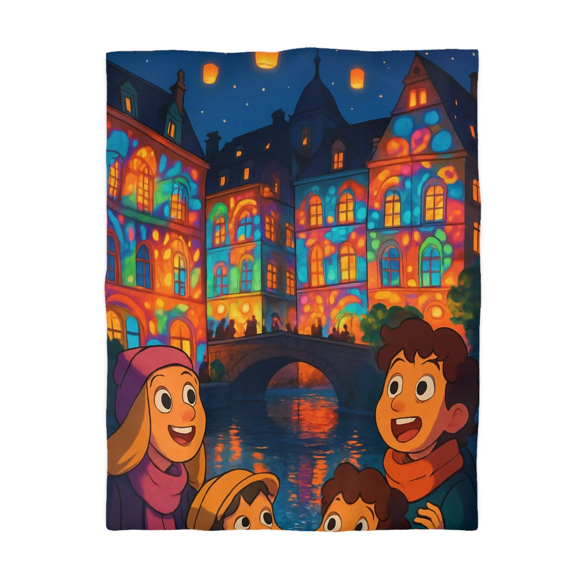 Envolez-vous vers un rêve coloré avec lanterne magique et château illuminé