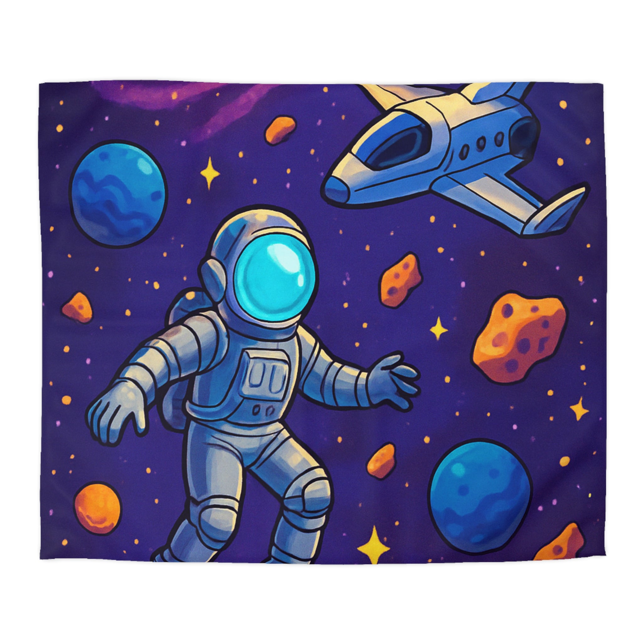 Housse de couette spatiale avec astronaute et planètes colorées pour enfants et adultes