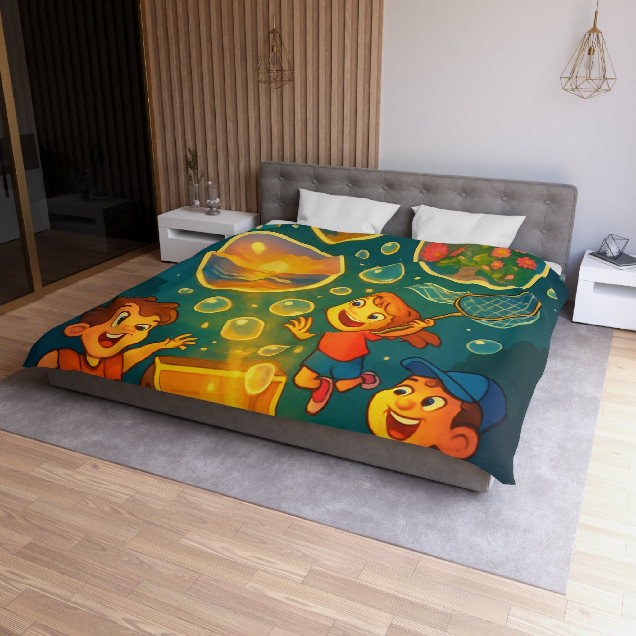 Housse de Couette Microfibre Motif Créatif Original Style Contemporain Chambre Élégante