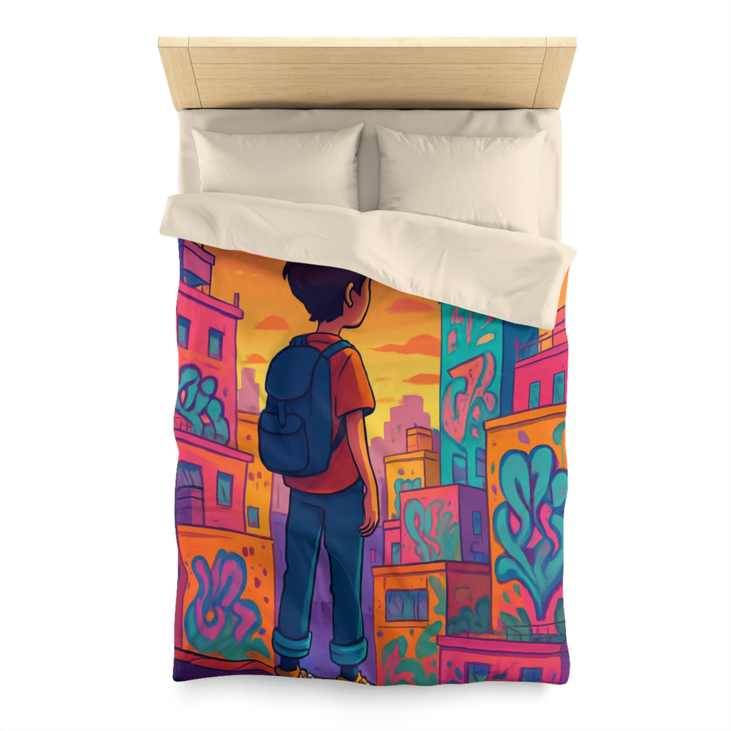 Housse de Couette Microfibre Design Artistique Moderne Décoration Chambre Confort Premium