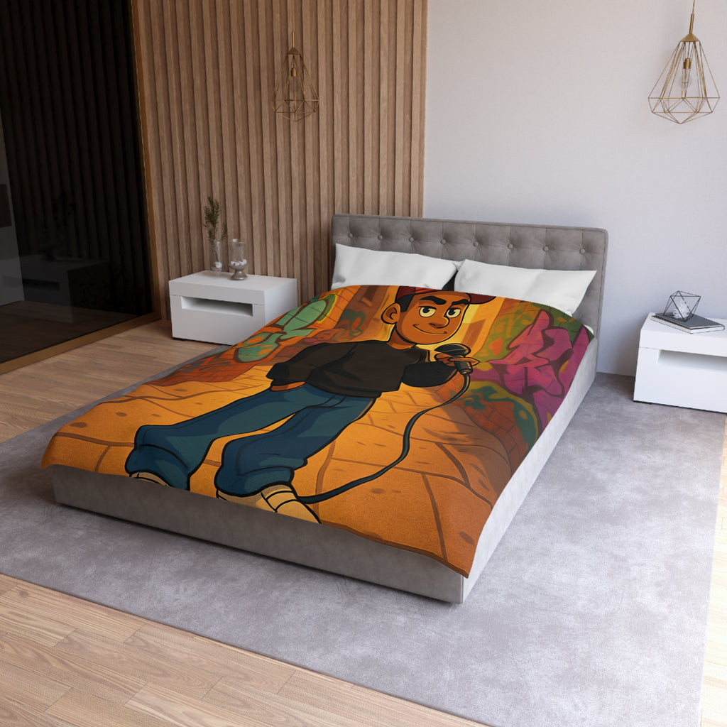 Housse de Couette Microfibre Design Artistique Moderne Décoration Chambre Confort Premium