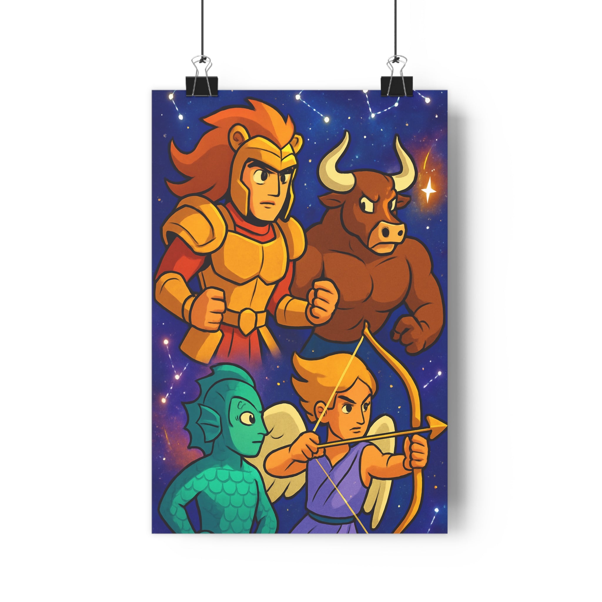 Poster décoratif anime mystique bleu nuit salon chambre héros zodiaque constellation étoilé aventure fantastique