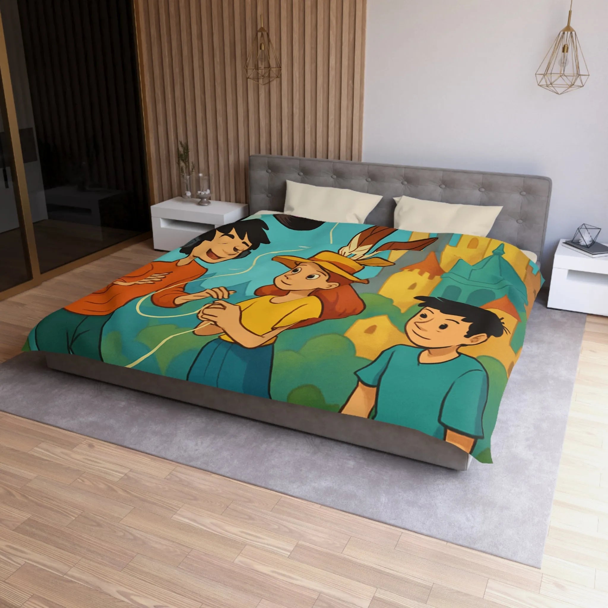 Contes Enchantés: Douce Mélodie et Château Coloré sur Housse de Couette Enfant