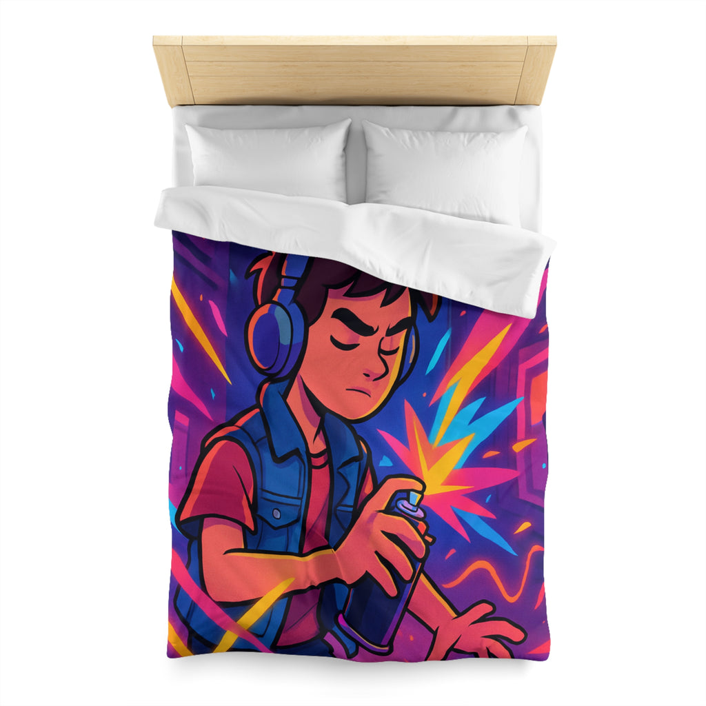 Housse de Couette Microfibre Design Artistique Moderne Décoration Chambre Confort Premium