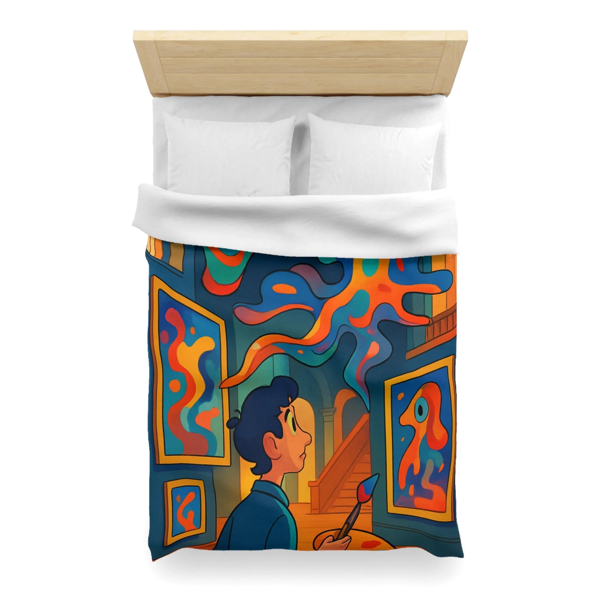 Housse de Couette Microfibre Art Graphique Contemporain Style Décoratif Chambre Tendance