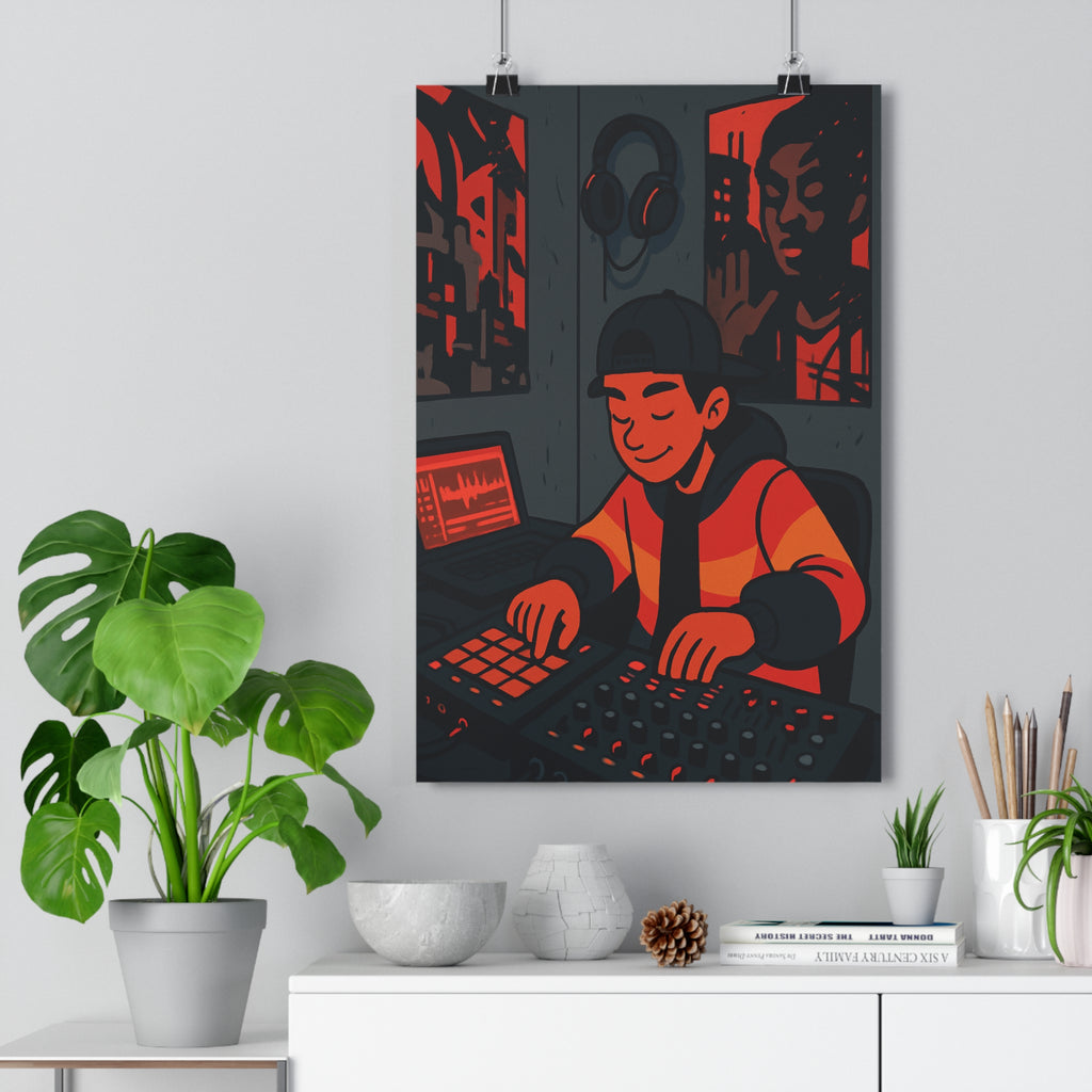 Poster décoratif urbain rouge noir cartoon moderne dynamique créatif musique chambre salon tendance qualité