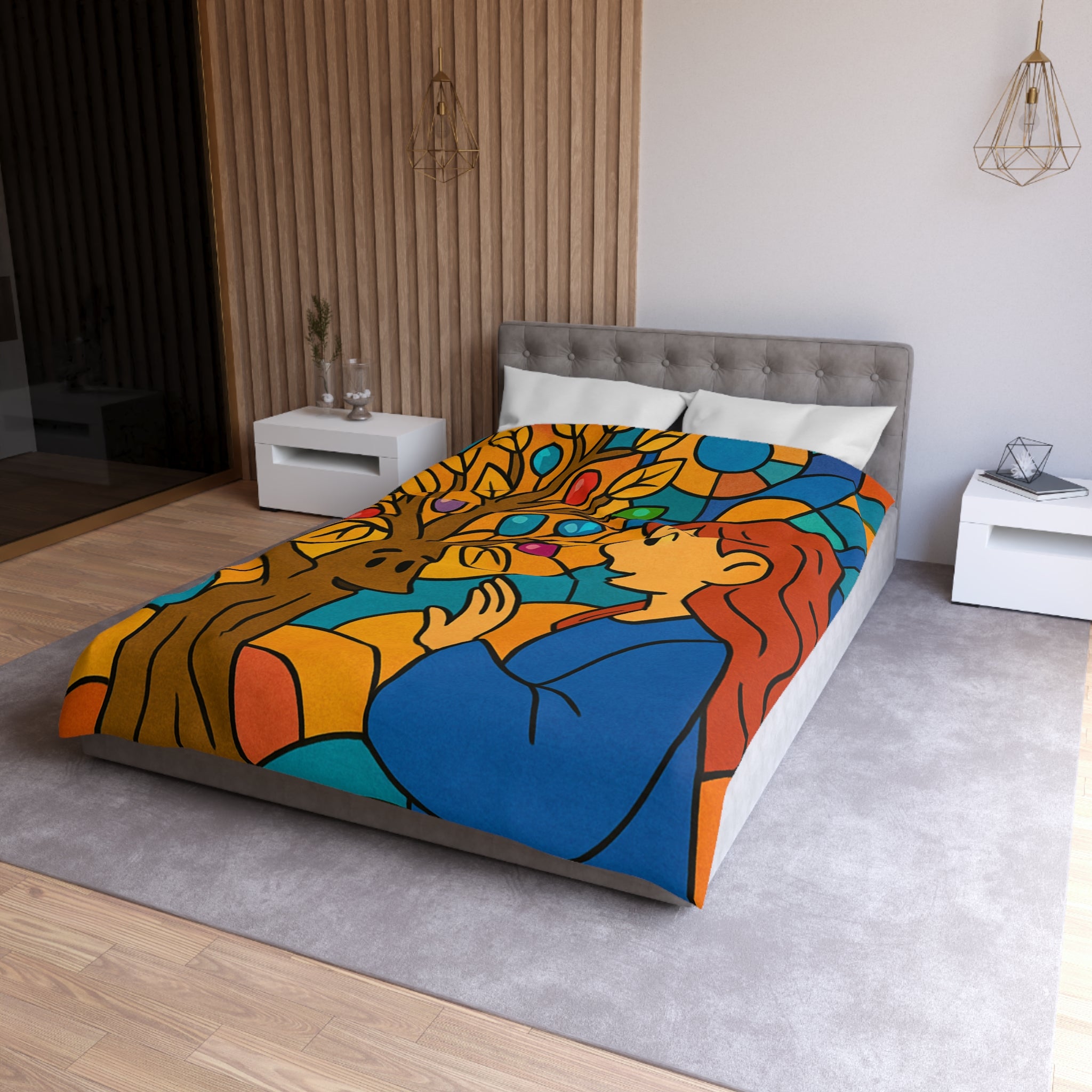 Housse de Couette Microfibre Illustration Unique Design Moderne Décoration Intérieure Raffinée