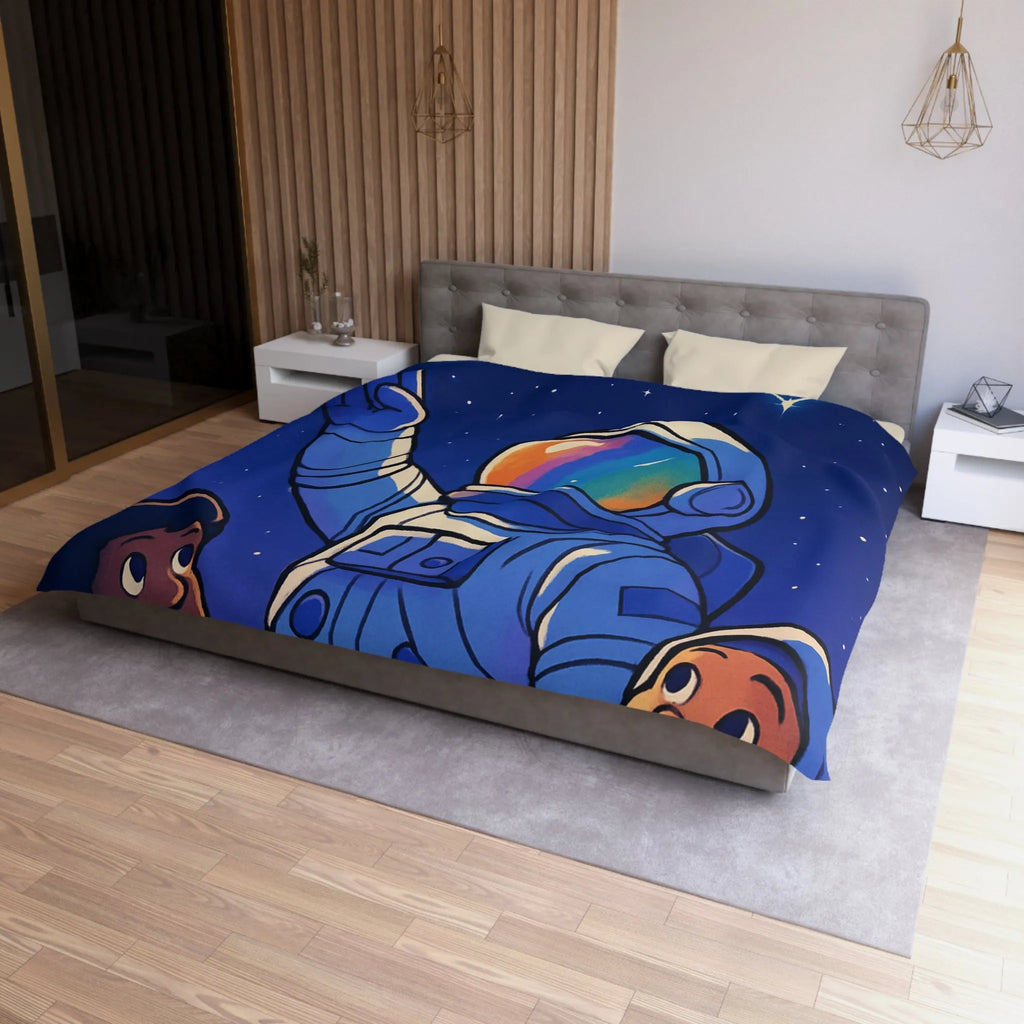 Housse de Couette Astronaute Enfants Étoiles Cœur Paix Nuit Céleste Magique Rêveuse