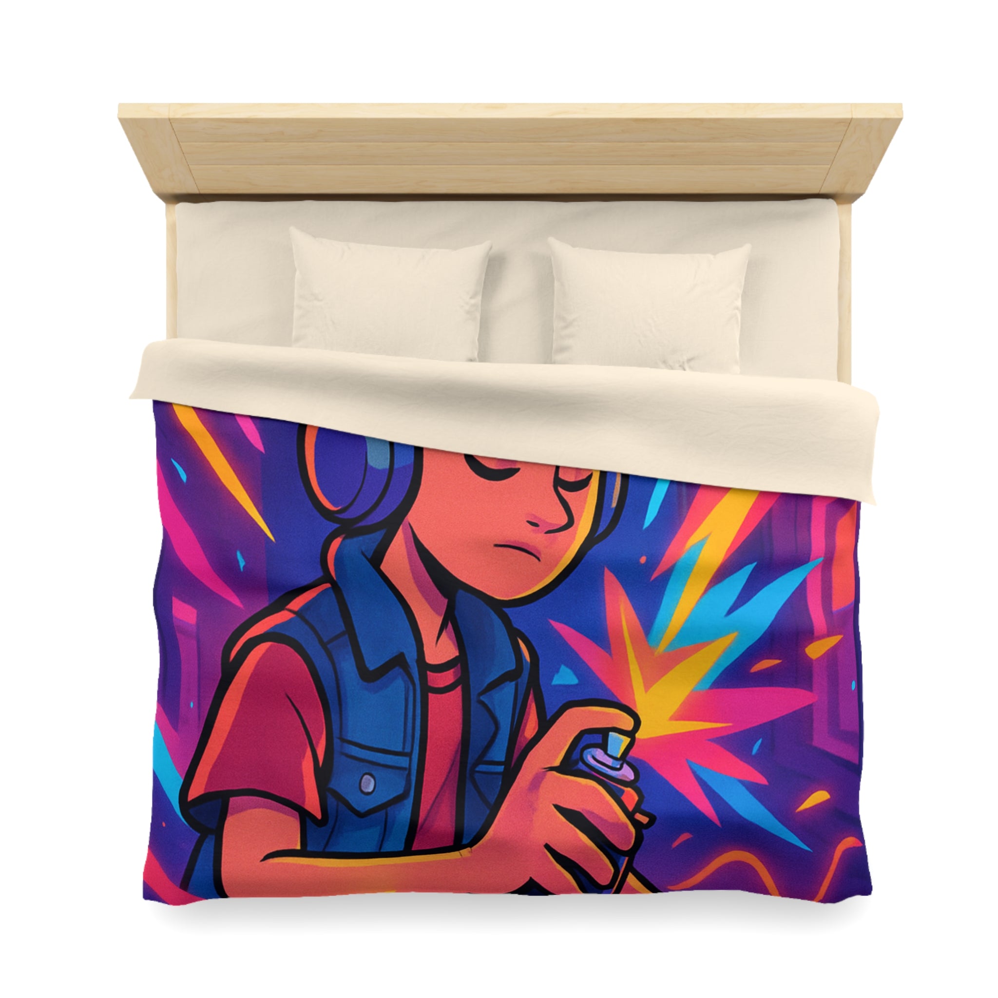 Housse de Couette Microfibre Design Artistique Moderne Décoration Chambre Confort Premium