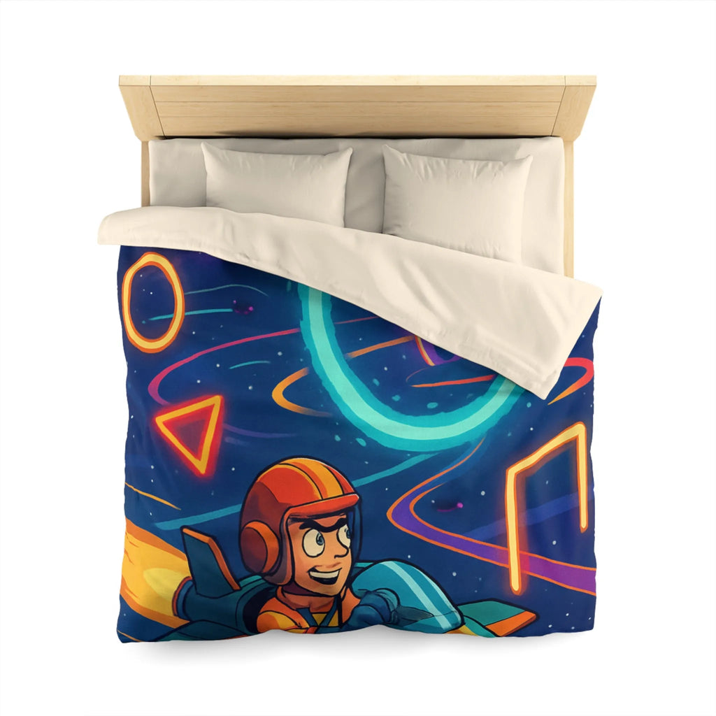 Housse de Couette Enfantine avec Motifs Spatiaux et Dessins de Vaisseau Spatial