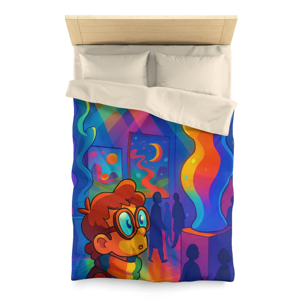 Housse de Couette Colorée Inspirée d'une Galerie d'Art Moderne avec Lumières Vives