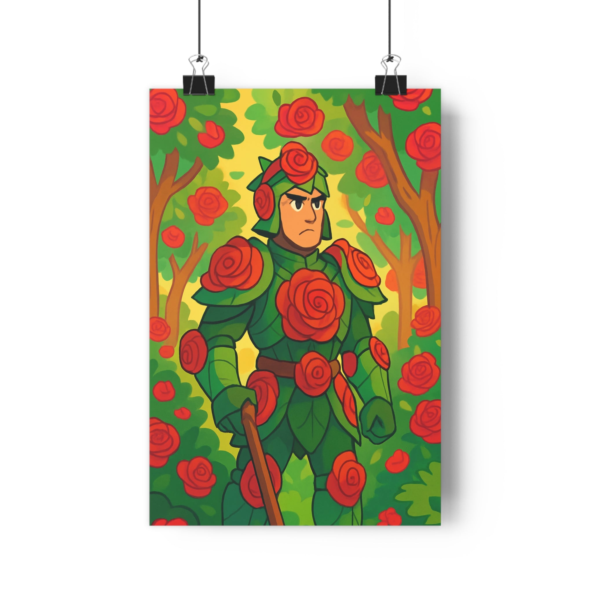 Poster décoratif aventure épique vert rouge cartoon forêt magique salon chambre bureau 30x46 qualité