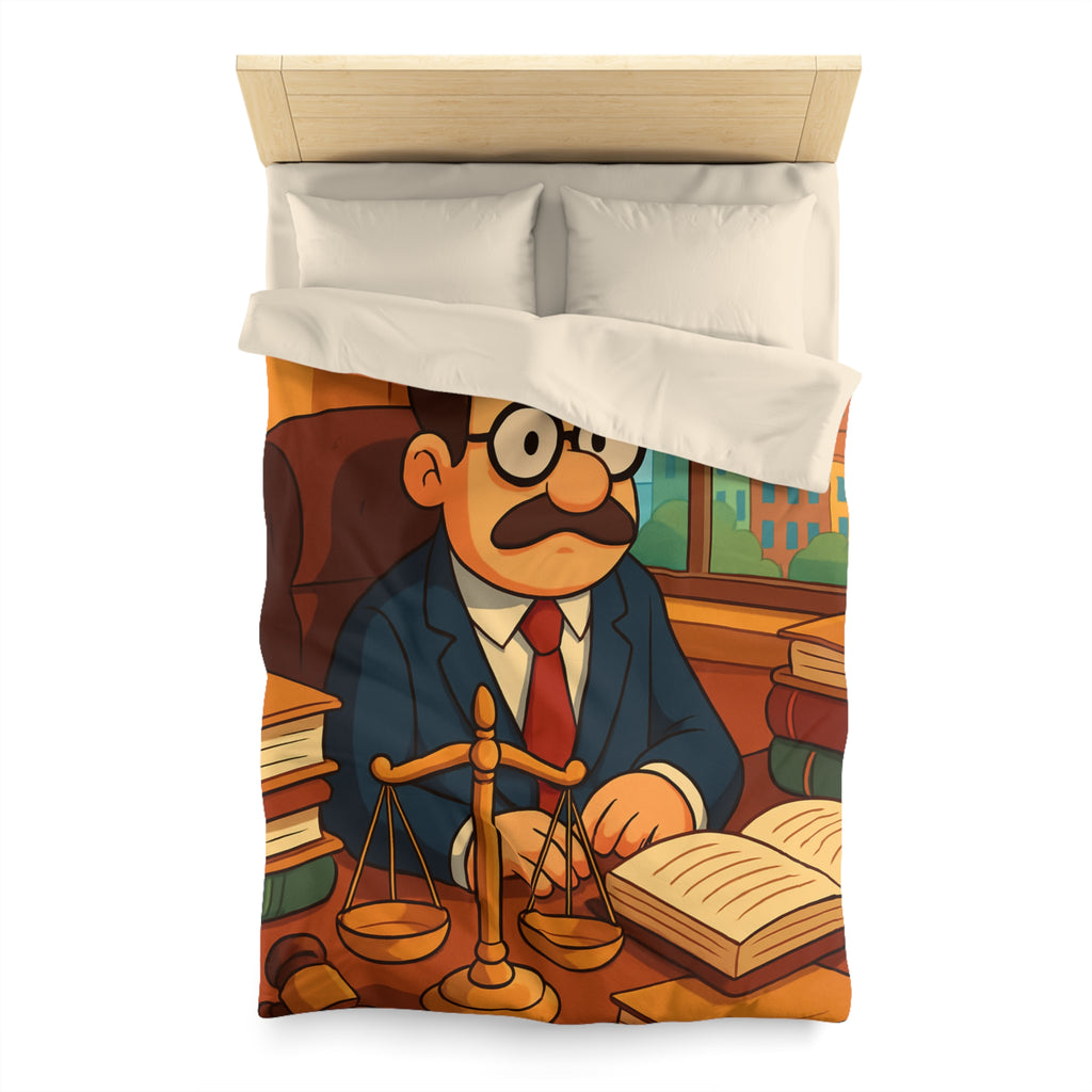 Housse de Couette Style Dessin Animé d'un Bureau d'Avocat avec Livres Colorés