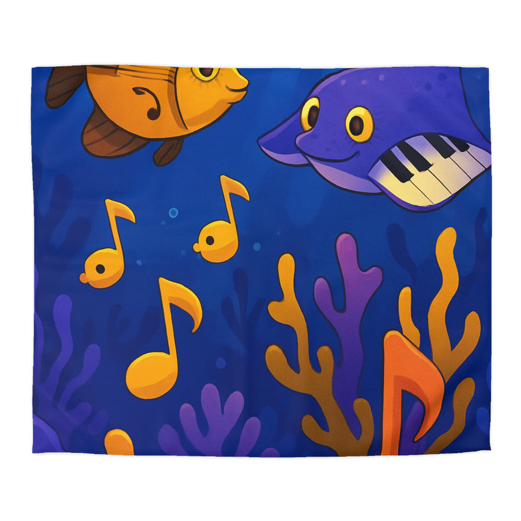 Housse de couette sous-marine colorée avec poissons et touches de musique océanique