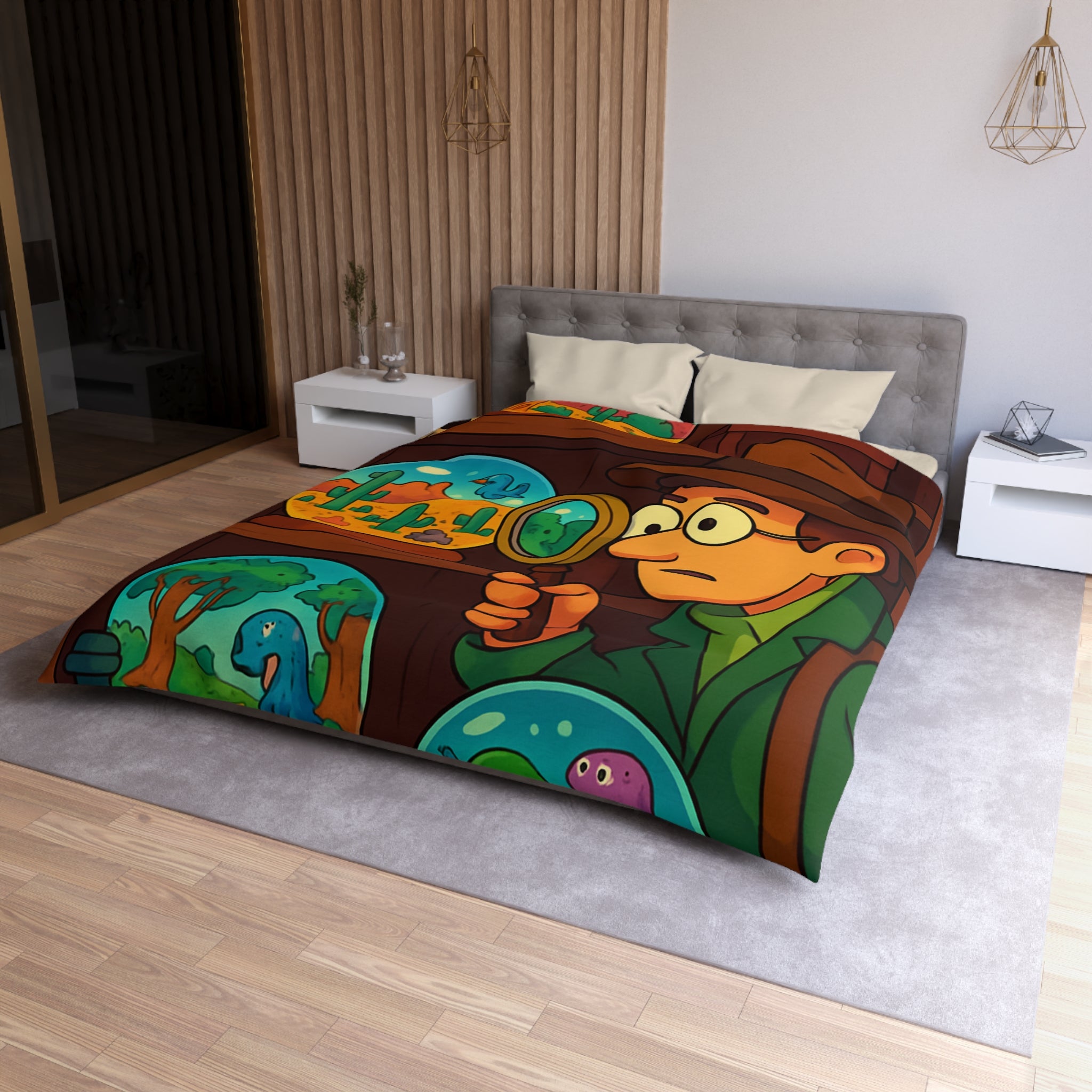 Housse de Couette Thématique Exploration Dinosaure et Océan pour Chambre Enfant Aventure Originale