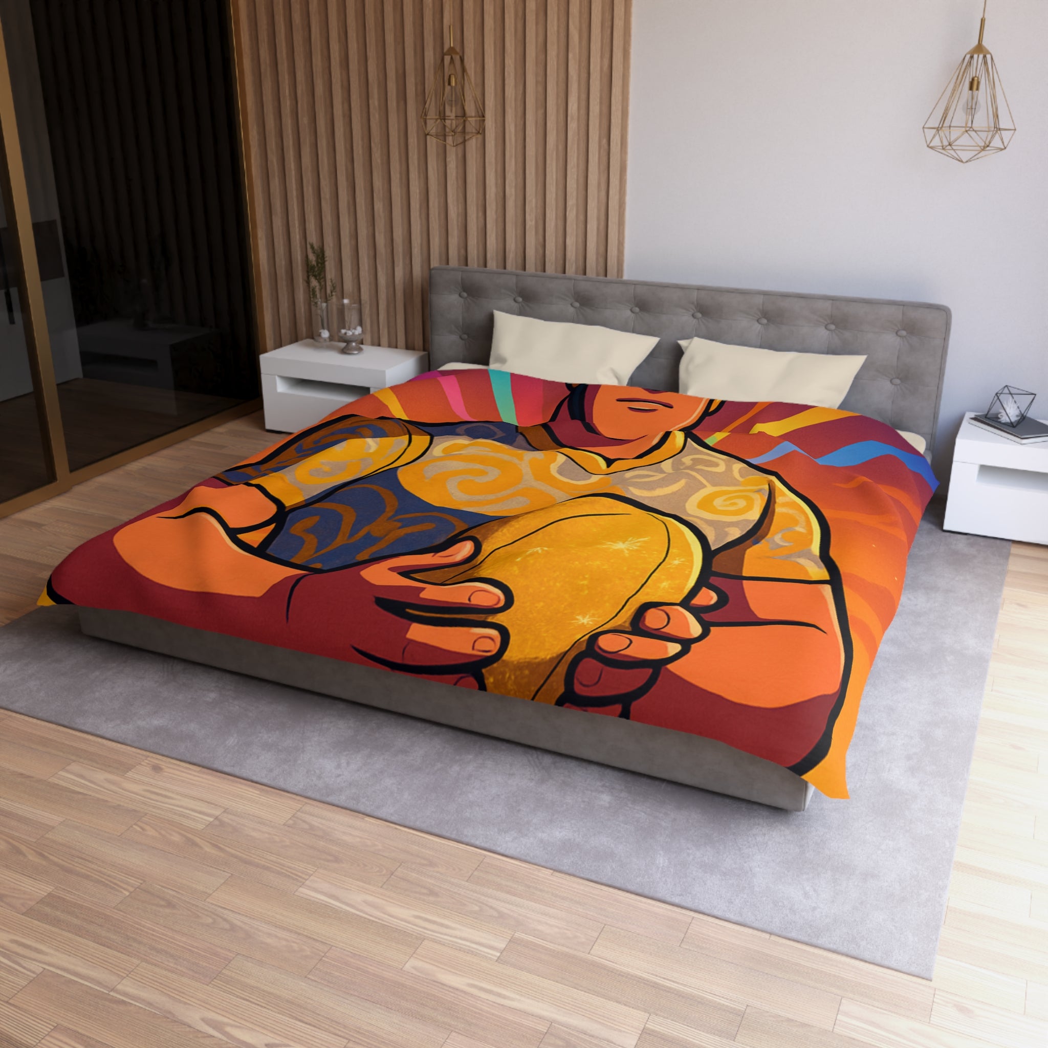 Housse de Couette Microfibre Illustration Unique Design Moderne Décoration Intérieure Raffinée