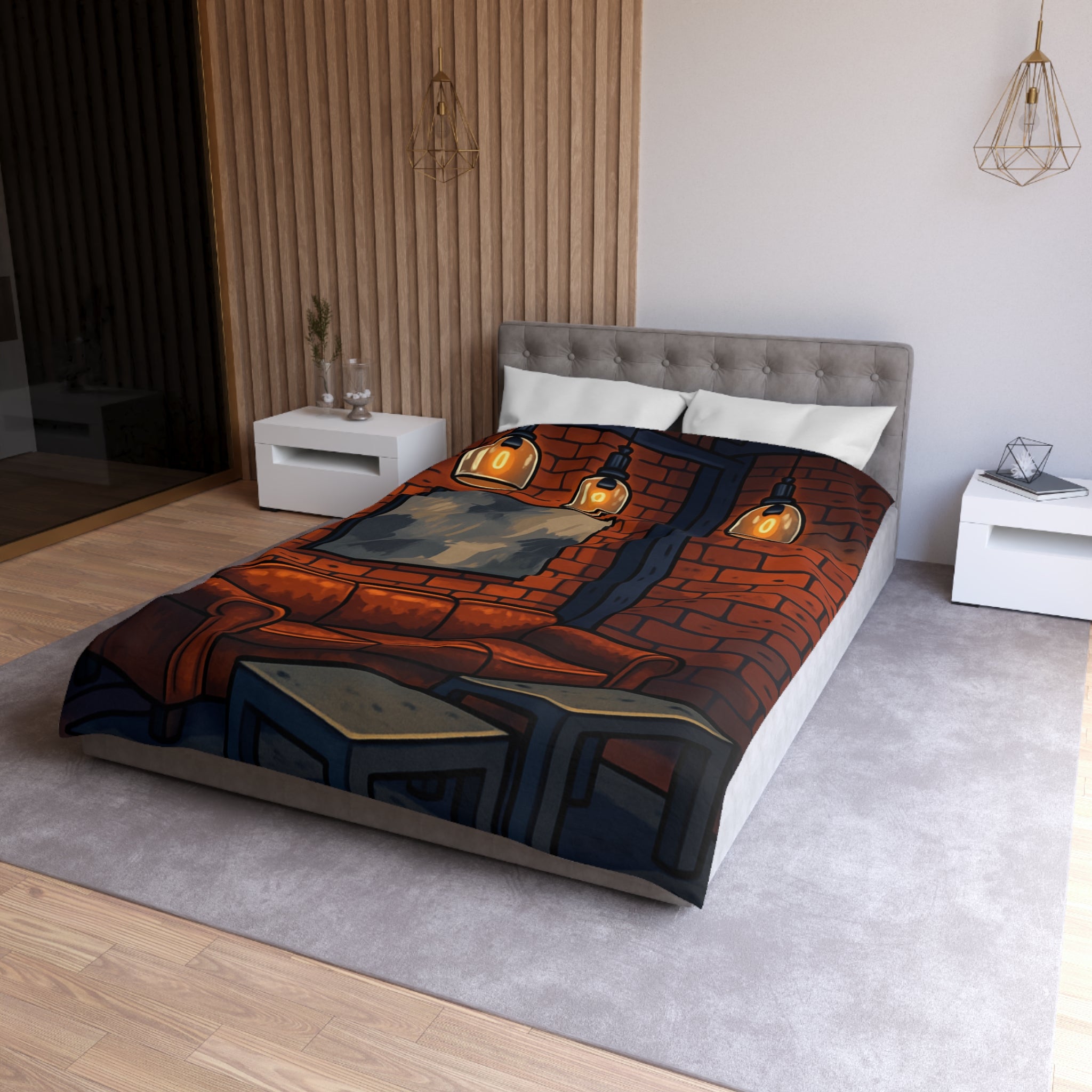 Housse de Couette Microfibre Illustration Unique Design Moderne Décoration Intérieure Raffinée