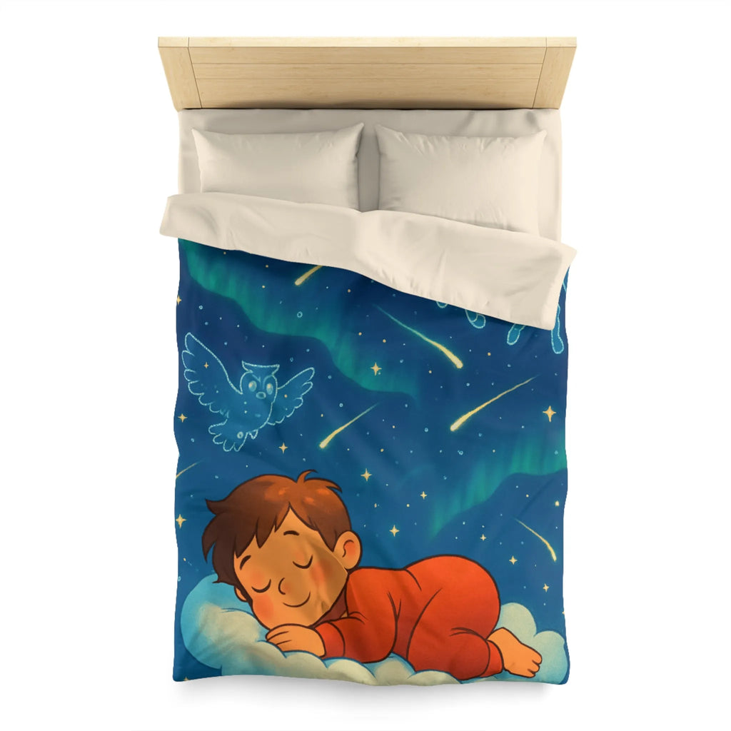 Housse de couette enfant étoilée avec animaux et motifs célestes colorés