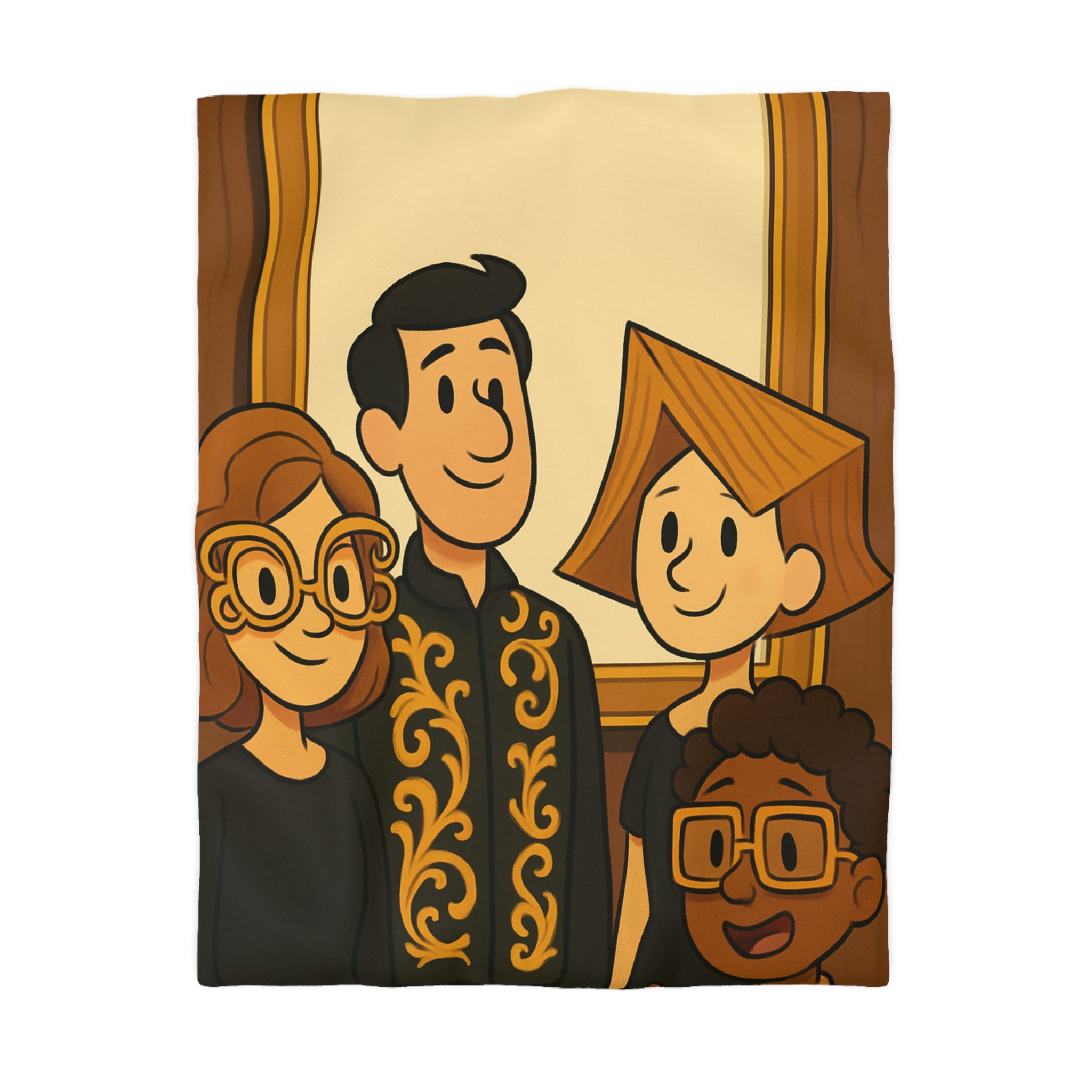 Housse de Couette Originale avec Illustration de Quatre Personnages Animés au Style Unique