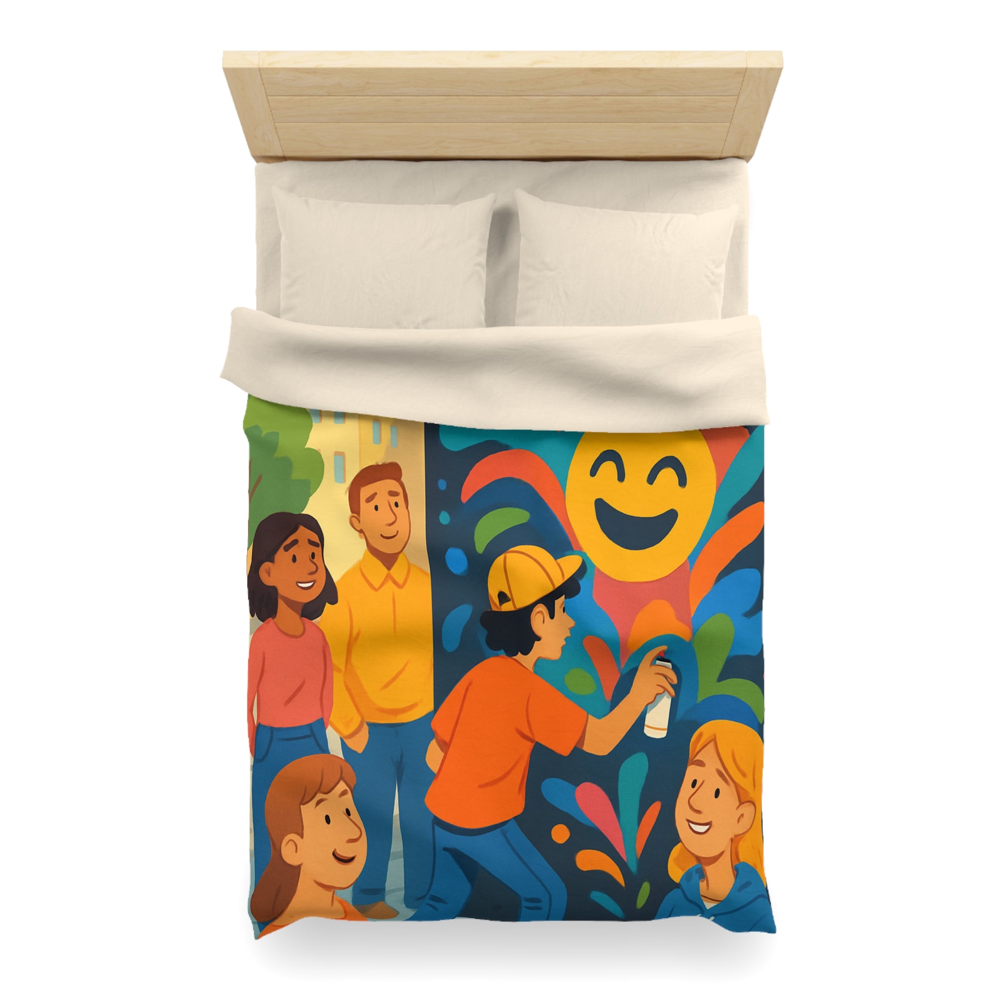 Housse de Couette Microfibre Design Artistique Moderne Décoration Chambre Confort Premium