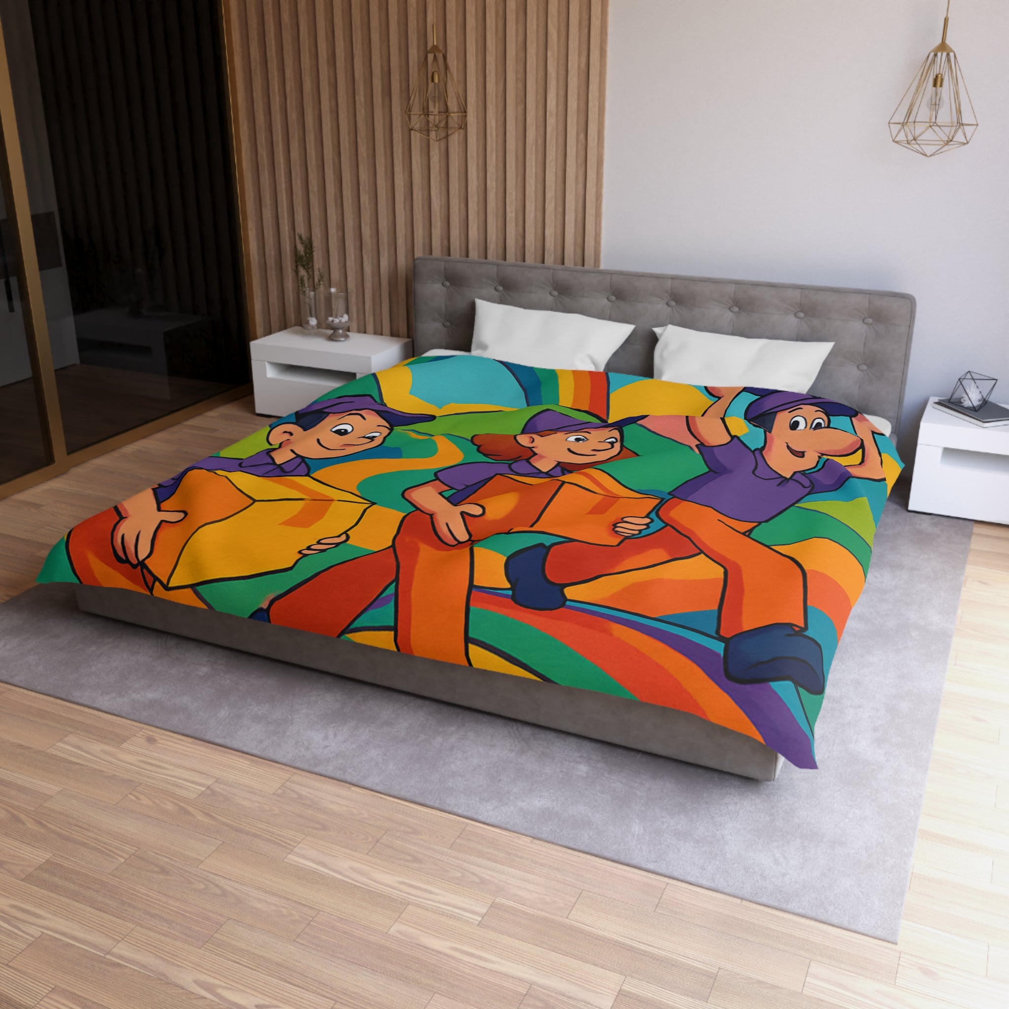 Housse de Couette Microfibre Design Artistique Moderne Décoration Chambre Confort Premium