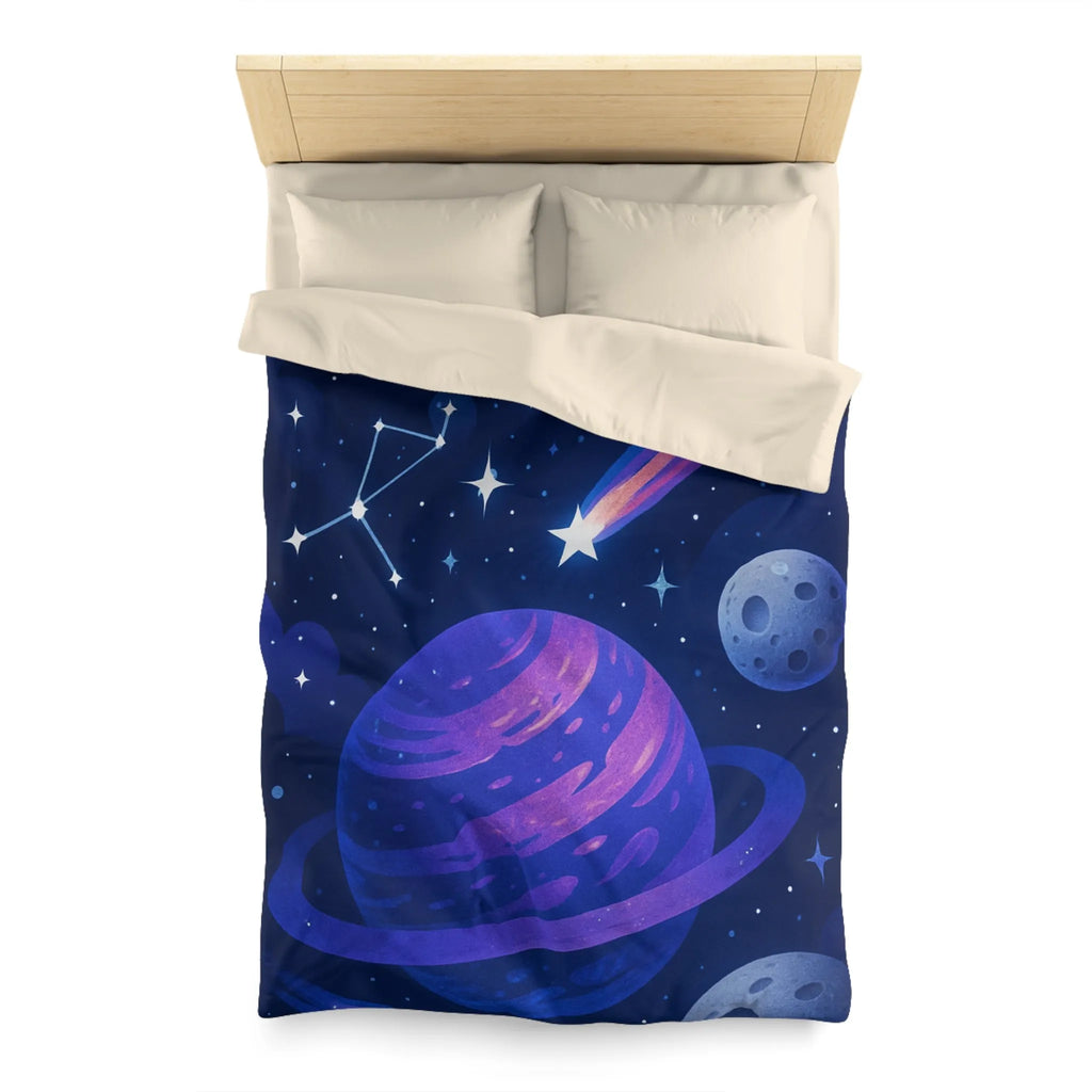 Housse de couette galaxie avec planètes, étoiles et comètes pour chambre sereine atmosphérique