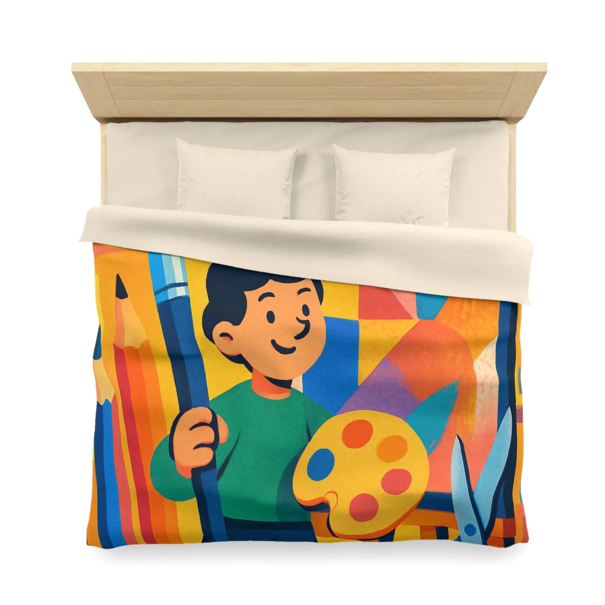 Housse de couette colorée avec motif artistique vibrante pour chambres créatives et dynamiques