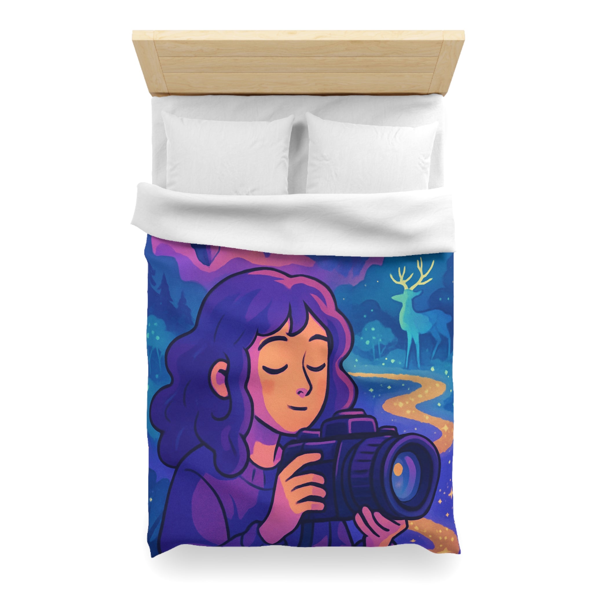 Housse de Couette Mystique avec Paysage Onirique et Envolée de Montagnes Flottantes