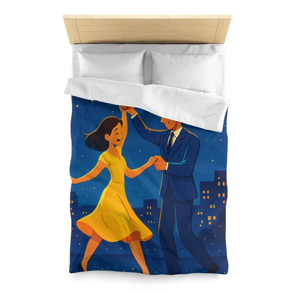 Housse de Couette Étoilée avec Couple Dansant en Soirée Ville Style Vintage