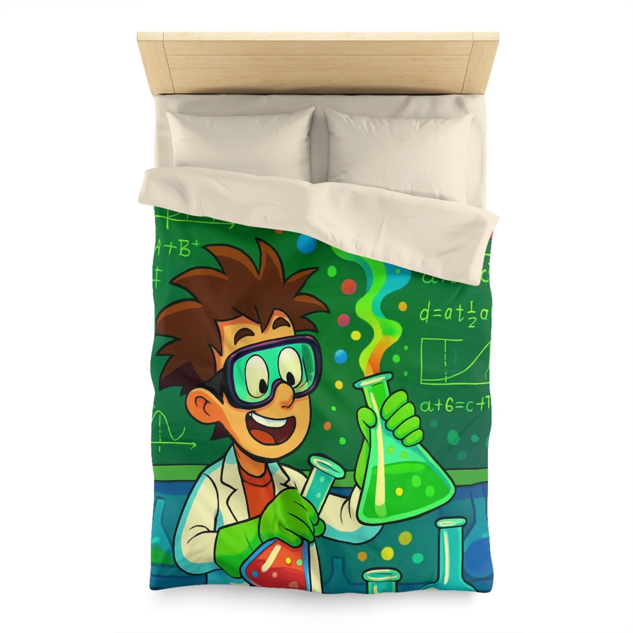 Housse de couette colorée pour enfants avec motif laboratoire scientifique amusant et éducatif