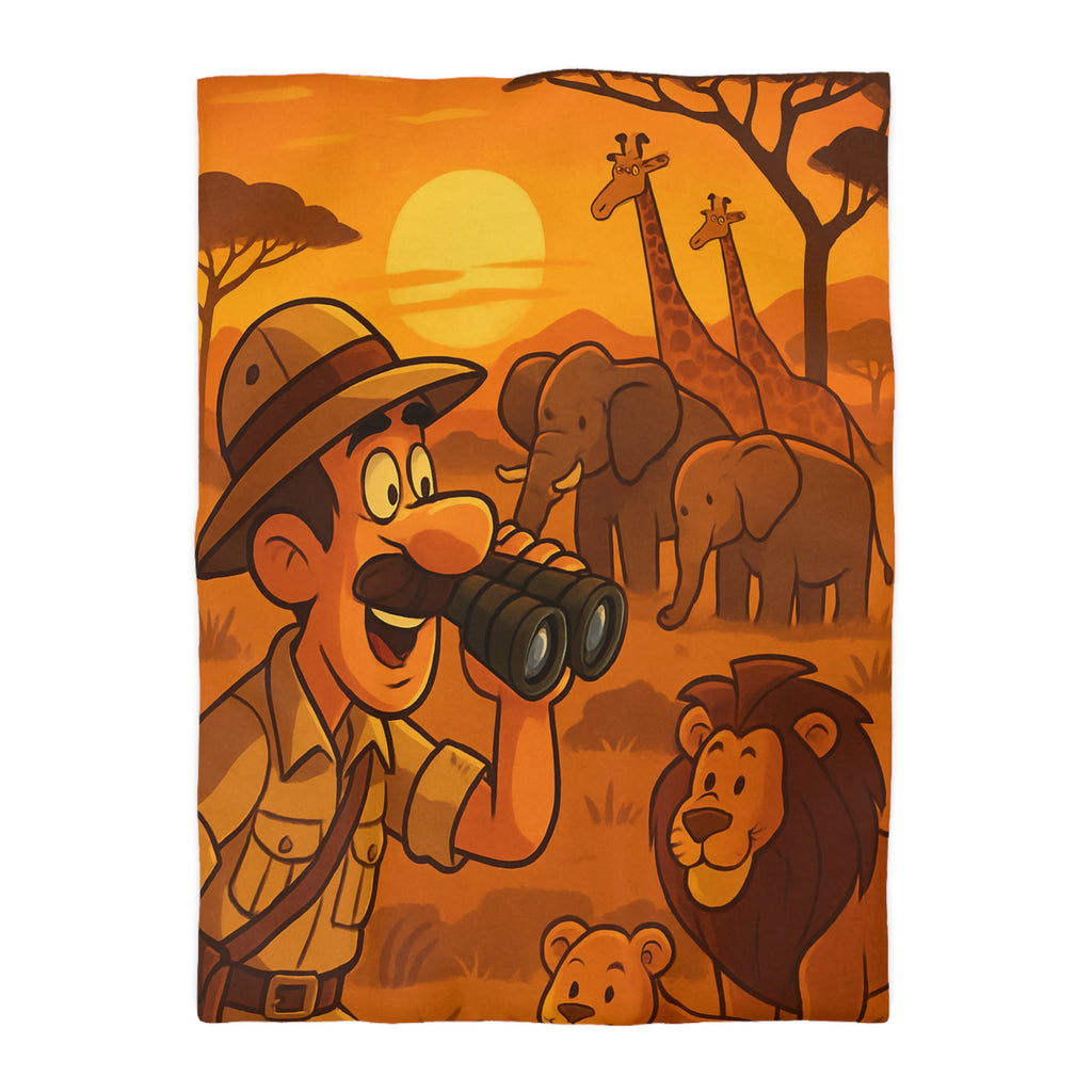 Housse de couette safari au coucher de soleil avec animaux d'Afrique pour enfants