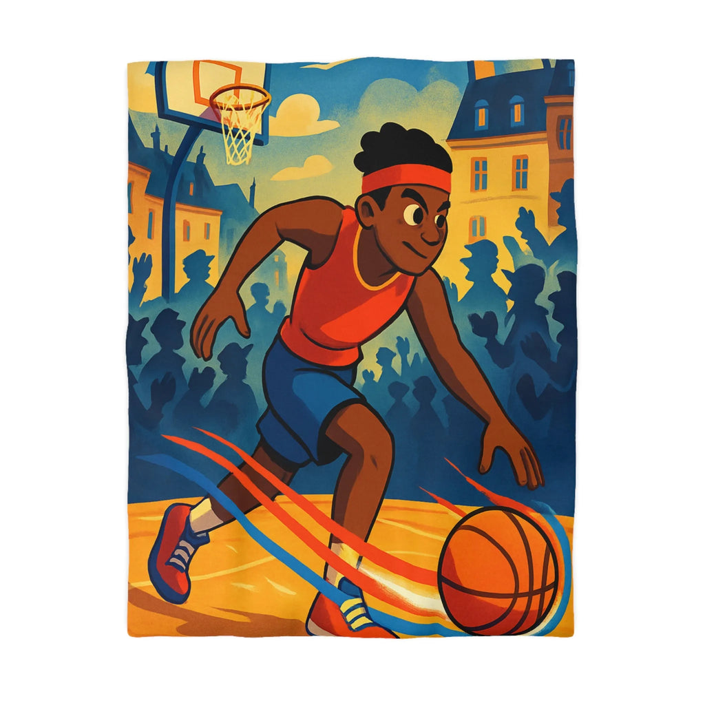Housse de Couette Enfant Basket Rue Illustration Vibrante Style Bande Dessinée Jeune Esprit