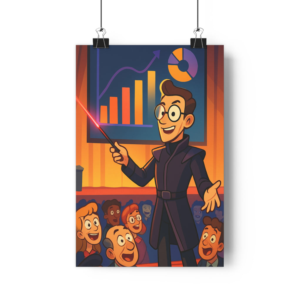 Poster décoratif moderne cartoon dynamique bleu orange violet salon bureau design vibrant impactant graphique