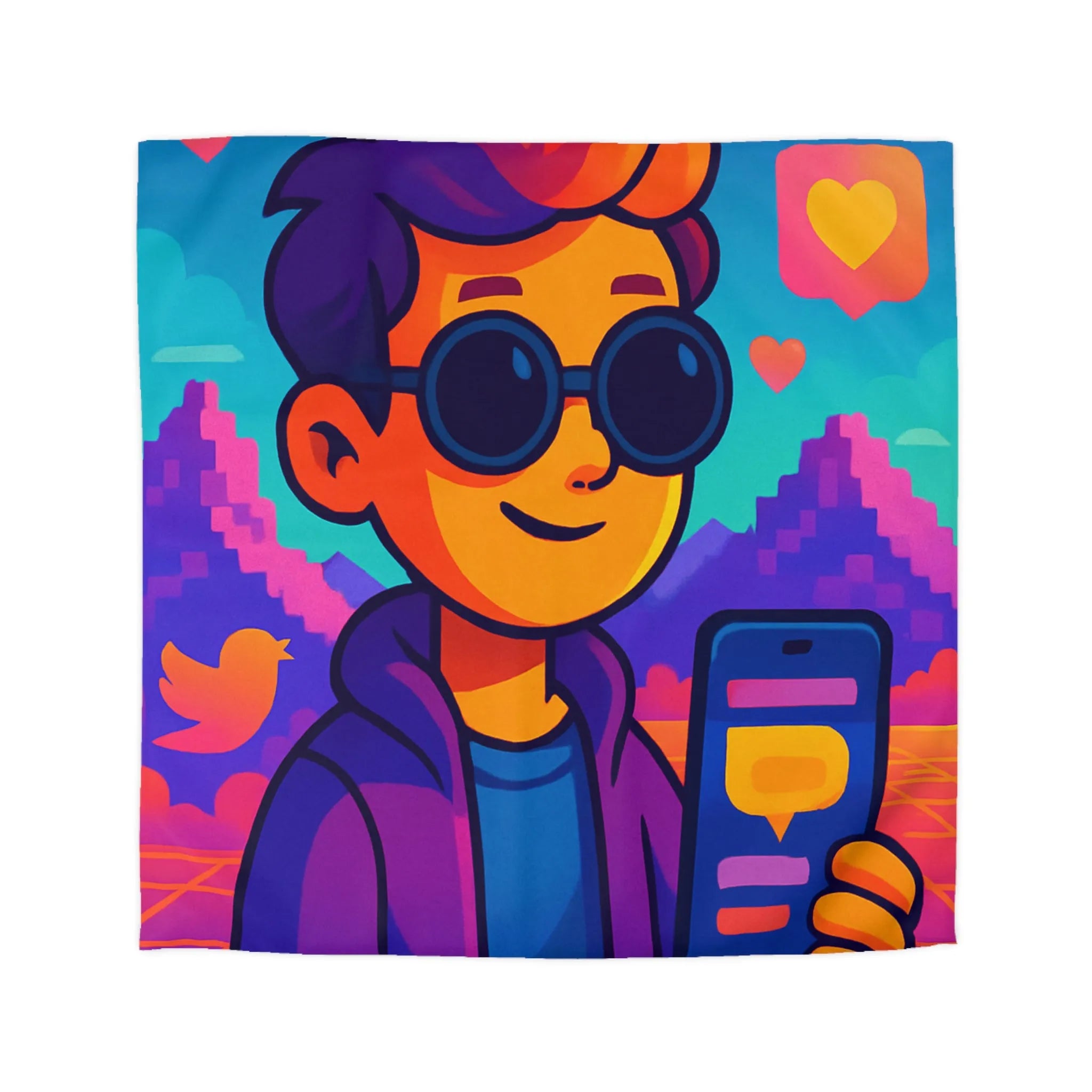 Housse de Couette Idéale pour Chambre Moderne avec Motifs Numériques Abstraits et Colorés