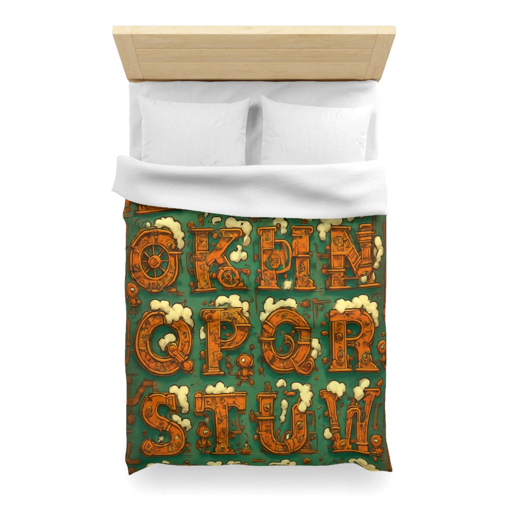 Alphabet Steampunk avec Nuages Évaporants - Design Créatif pour Housse de Couette Originale