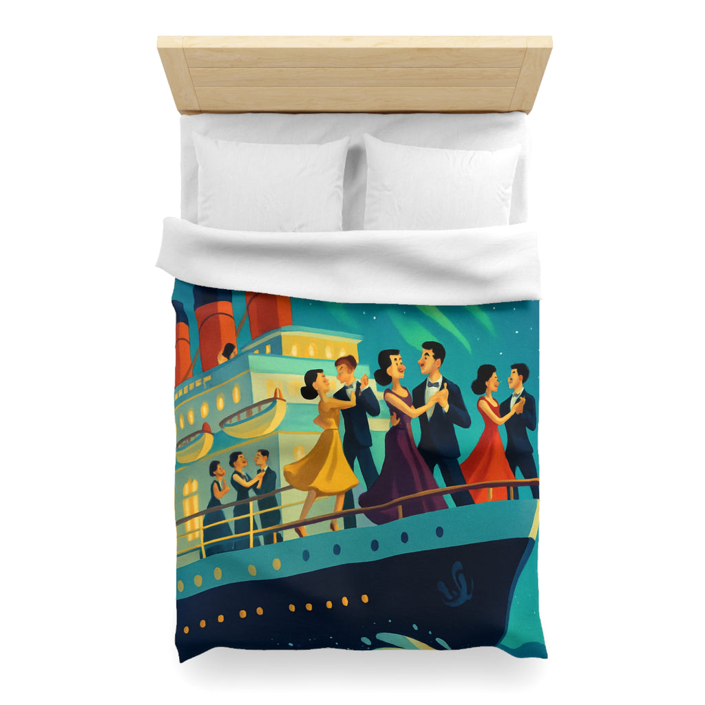 Housse de couette rétro dance nocturne aurores boréales croisière bateau élégant