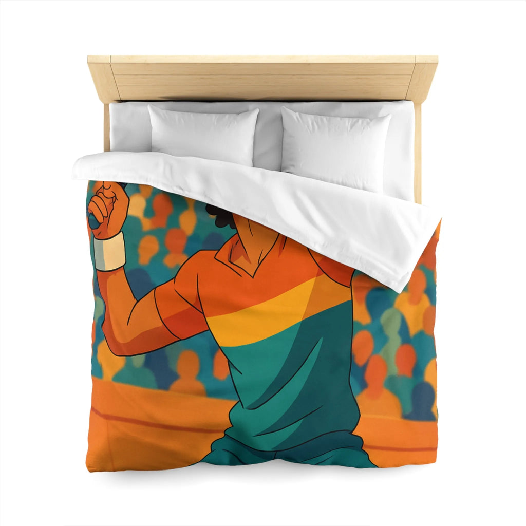 Housse de couette inspiration tennis avec élégance nocturne et couleurs vibrantes pour chambre moderne