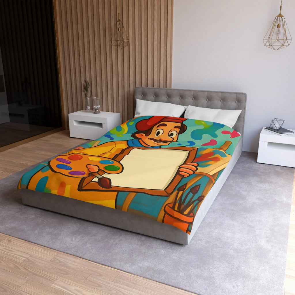 Housse de couette colorée artiste, palette vibrante, design créatif pour chambre inspirante