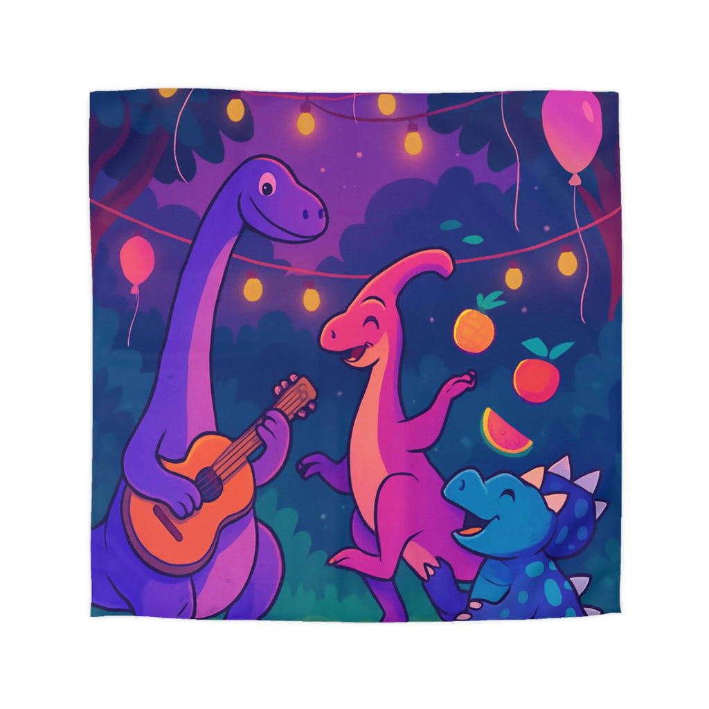 Housse de couette enfants avec dinosaures joyeux et ballons colorés pour chambre ludique