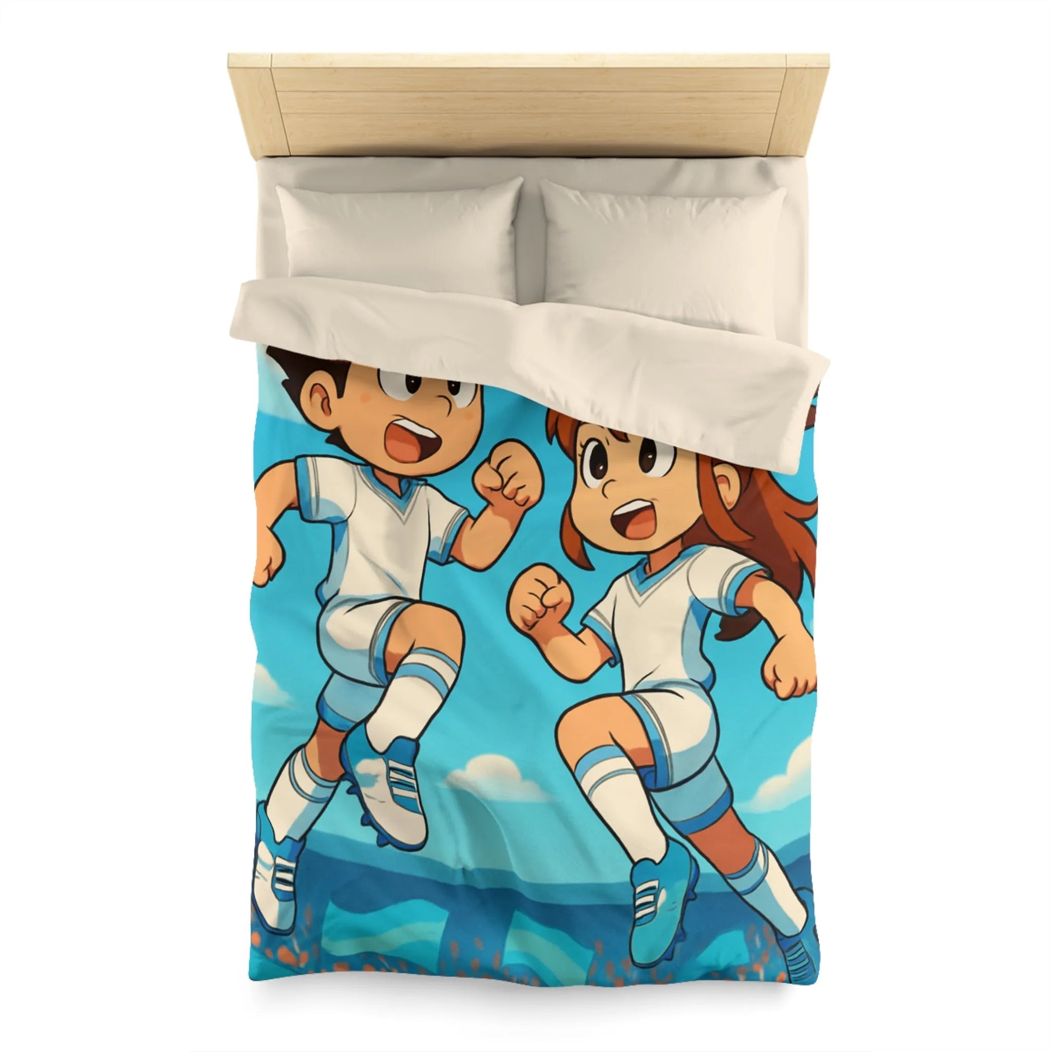 Housse de couette idéale pour jeunes fans de football avec personnages dynamiques