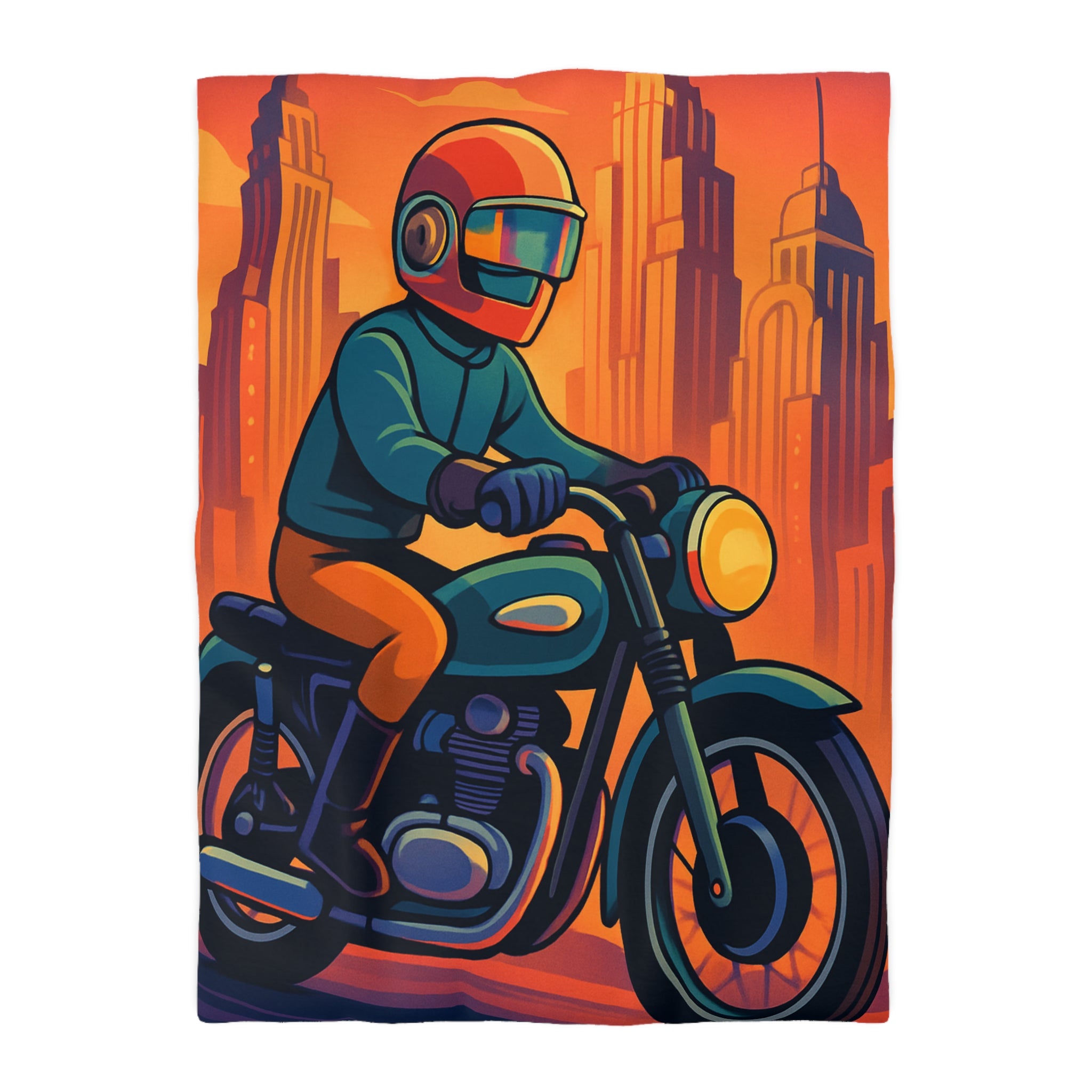 Housse de couette moto rétro vintage pour chambre style urbain moderne et audacieux