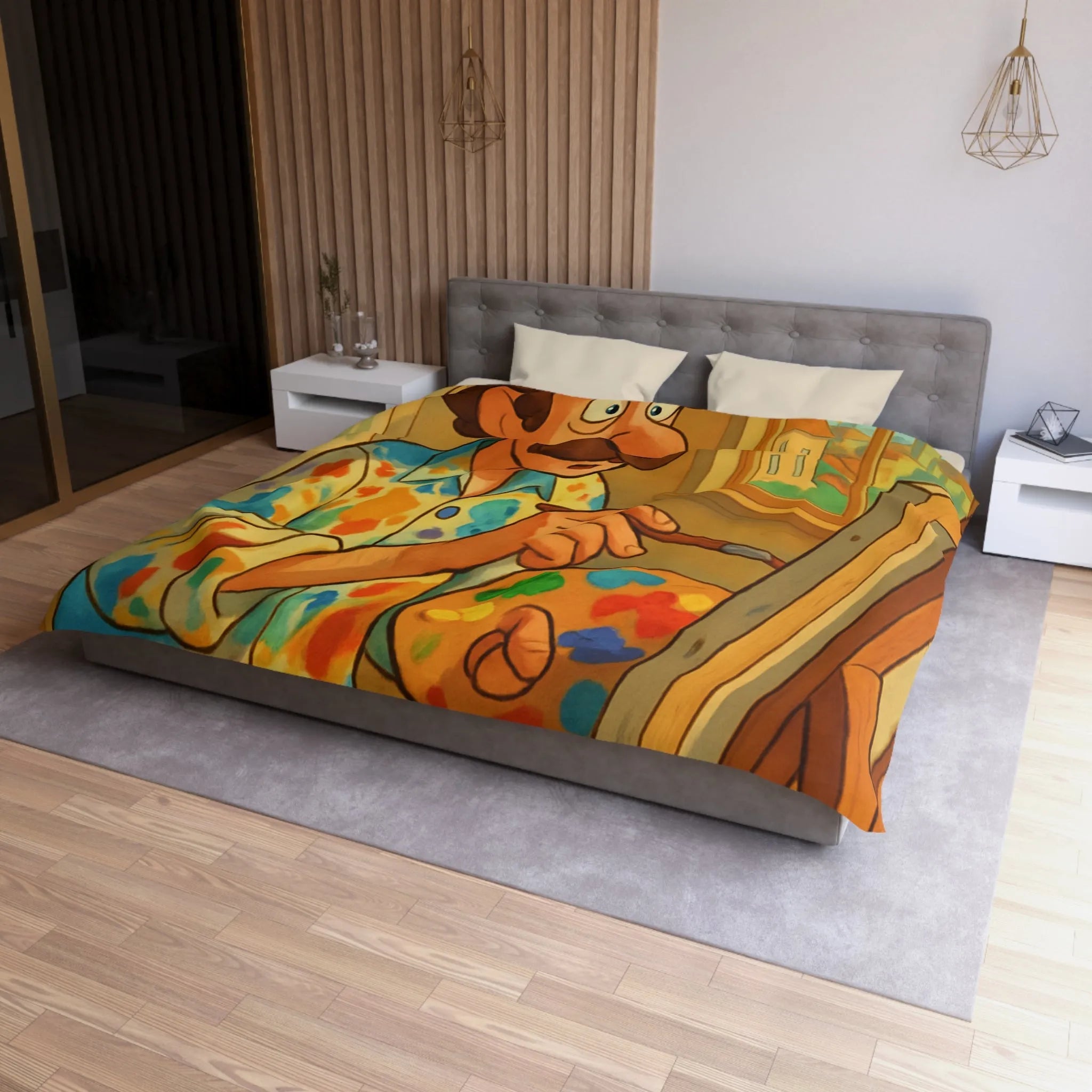 Housse De Couette Artiste Peintre Avec Palette Couleurs Pour Passionnés De Peinture Moderne