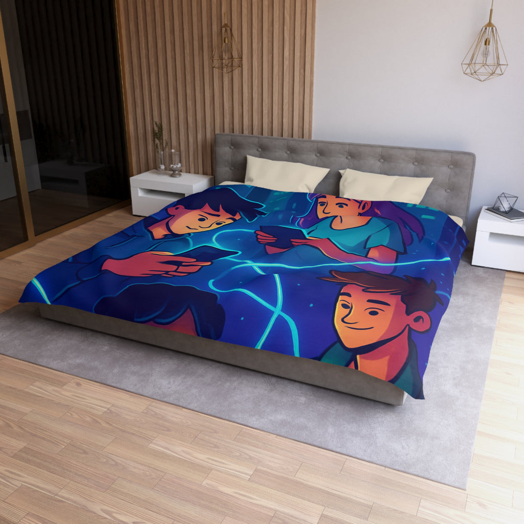 Housse de couette numérique moderne avec design connecté et technologie urbaine futuriste