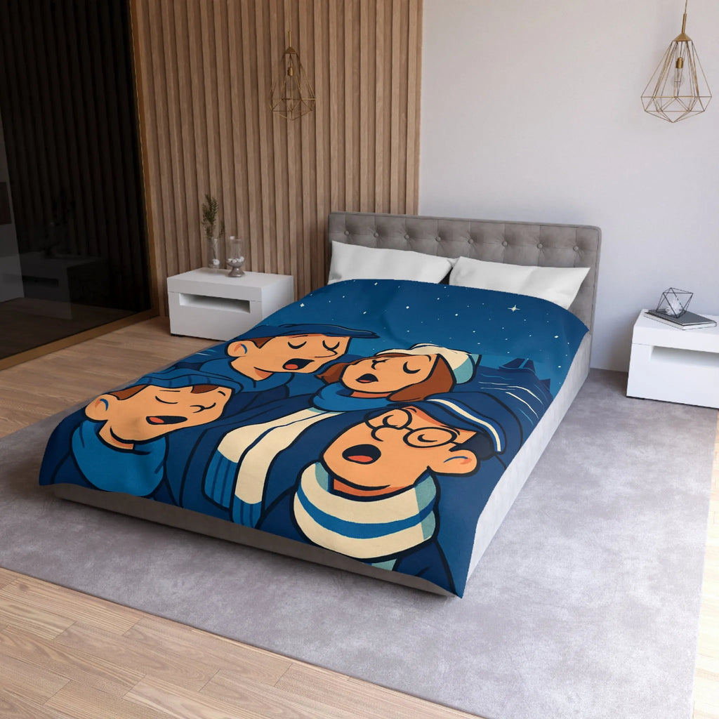 Housse de couette avec illustration nautique vintage de chanteurs sous un ciel étoilé