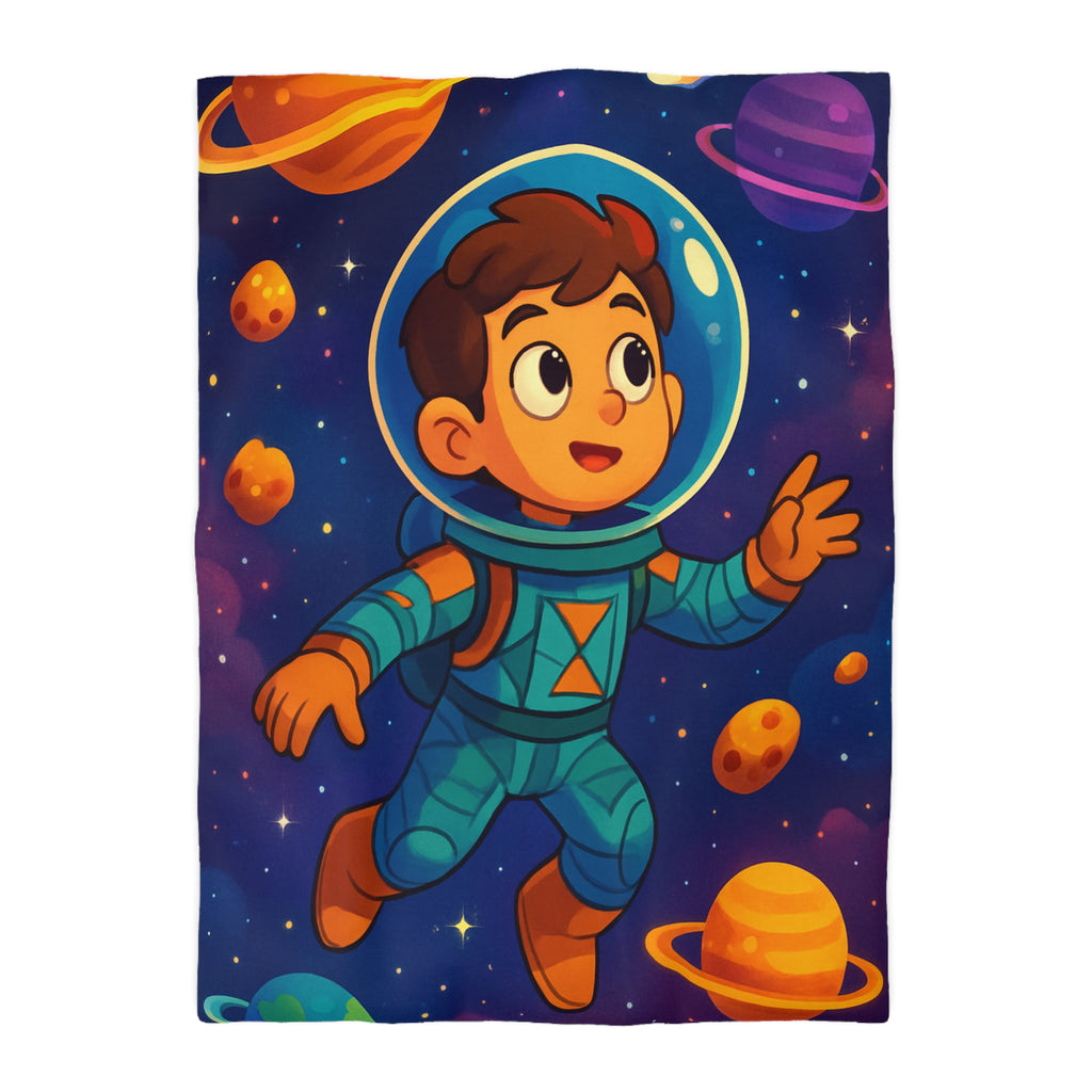 Housse de couette spatiale pour enfants avec planète, étoile, comète et astronaute adorable